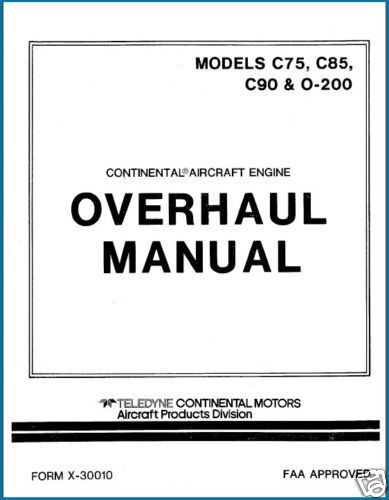 Continental engine c75 c85 c90 o-200 service manual &amp; parts &amp; owner -3- manuals