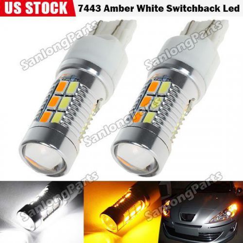 2x 7443 7505 white 7000k amber front turn sginal light projector led switchback