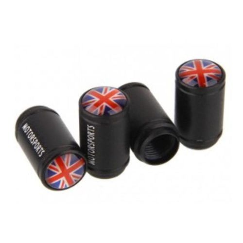 4x union jack england flag matte wheel tyre tire valve stems air dust cover caps