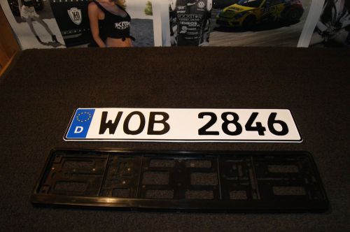 German european license plate tag and frame