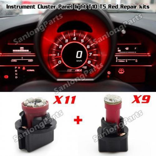 Red led t5 t10 instrument cluster panel light kits for dodge neon ram 1500