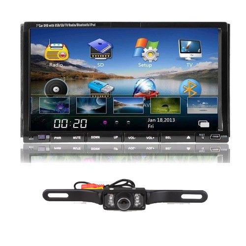 7&#034; lcd touchscreen 2din car dvd player bluetooth stereo ipod tv mp3 radio+camera