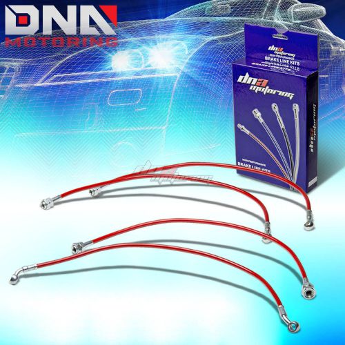 For 01-05 civic em/es/ep3 si red stainless steel hoses braided brake line