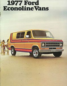 1977 ford econoline van brochure w/color chart:e100,e150,e250,350,chateau,custom