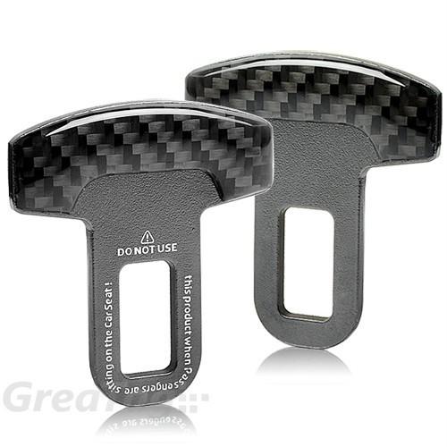 Universal car carbon fiber safety seat belt buckle alarm stopper eliminator pair