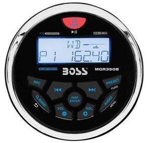 Boss mgr350b 3.5&#034; bluetooth gauge hole marine receiver w/ 4 channel amplifier