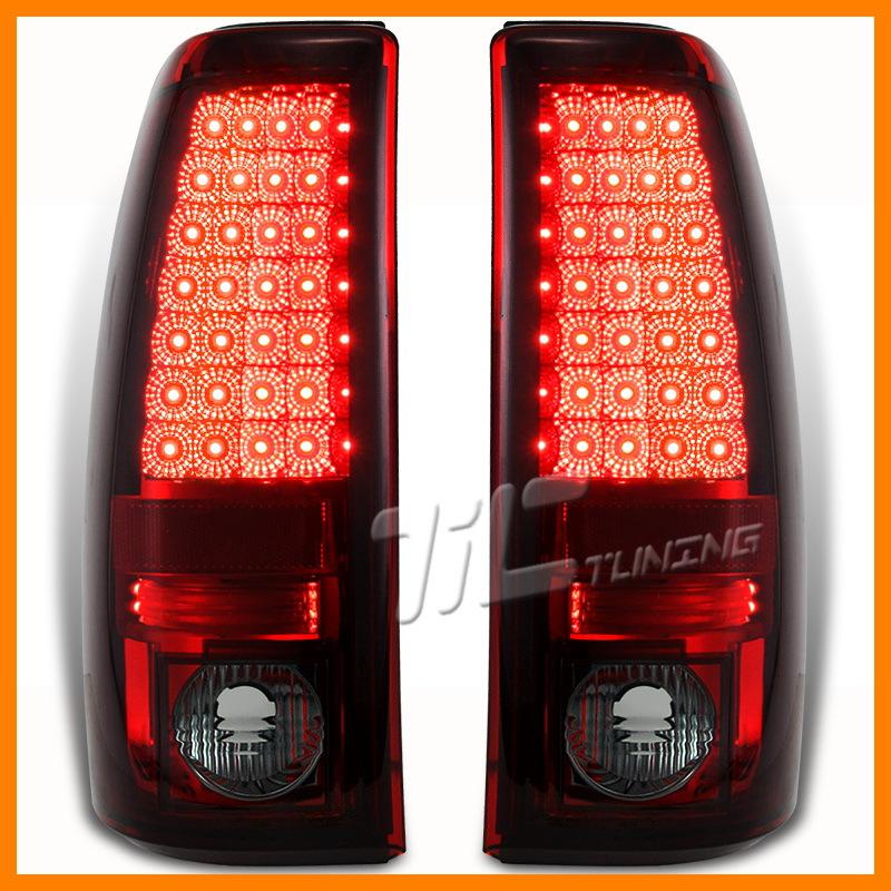 Sierra euro smoke red tail lights led rear brake neon tube decor chrome hsg pair