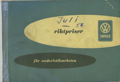 1956 volkswagen riktpriser underhallsarbeten price for maintenance work swedish