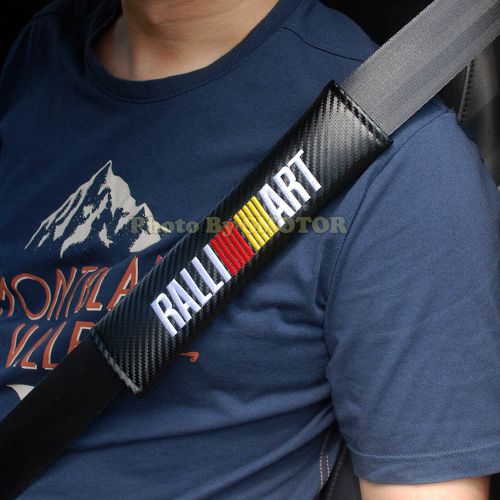 Pair carbon fiber texture safety seat belt shoulder pads cushions ralliart