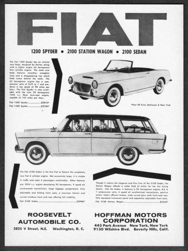 1960 fiat 1200 spyder &amp; 2100 station wagon photo vintage promo print ad
