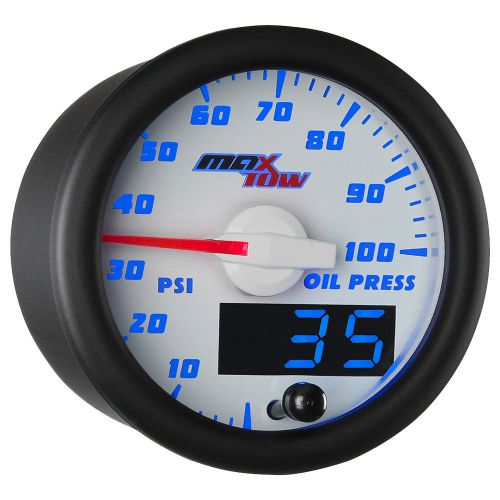 52mm white &amp; blue maxtow double vision oil pressure gauge - mt-wbdv04