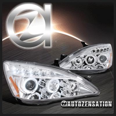 03-07 honda accord 2/4dr chrome led drl halo projector headlights