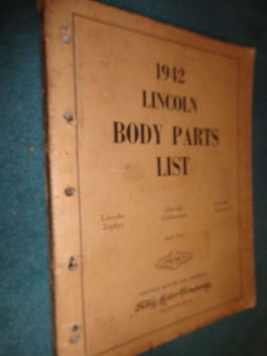 1942 lincoln body parts catalog / original parts book!!