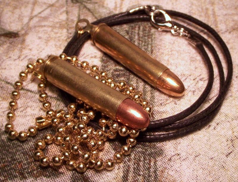 30 carbine leather or ball chain necklace 