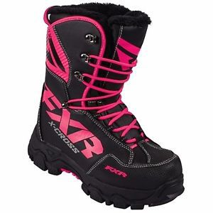 Fxr x-cross snowmobile boots water-resistant -40c women&#039;s size 8 black/fuchsia