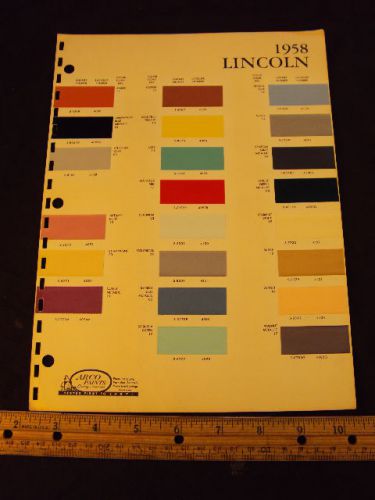 1958 58 lincoln paint colors chip page chips