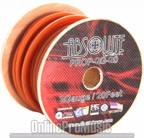 Absolute p020 premium 2 gauge 20&#039; power cable orange