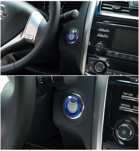 Aluminium engine start push button blue trim fit for nissan x-trail rogue 15 16