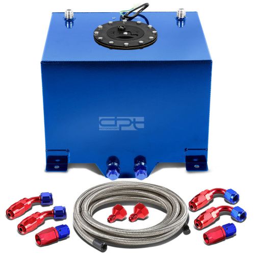 8 gallon blue aluminum fuel cell gas tank+cap+level sender+steel oil feed kit