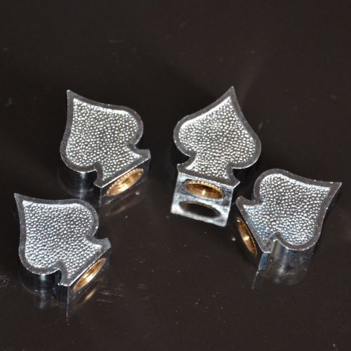 Car suv chrome silver ace spades wheel tyre tire valve stems air dust cover cap