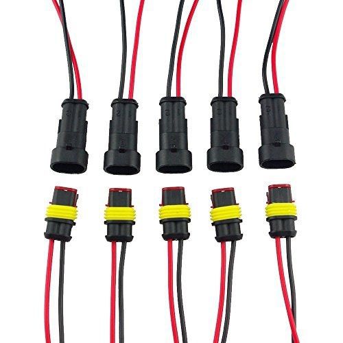 Zeltauto 2 pin way auto waterproof electrical connector plug with 10 cm long
