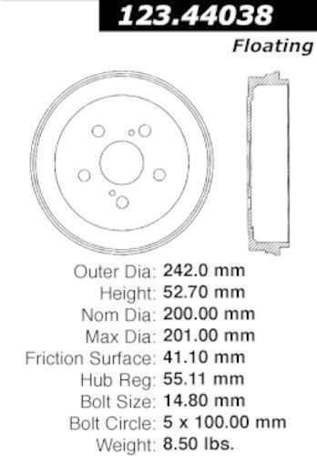 Centric parts 123.44038 rear brake drum