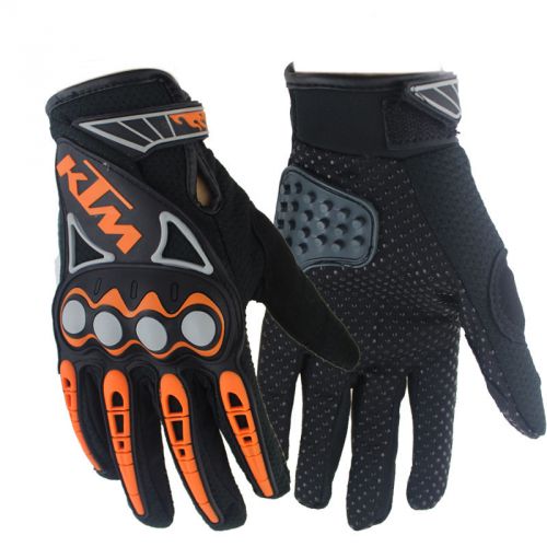 ( m size ) professional ktm full finger leather motorcycle gloves guates racing