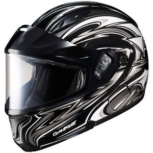 Hjc cl-max ii atomic graphic modular snow helmet silver dual lens size medium