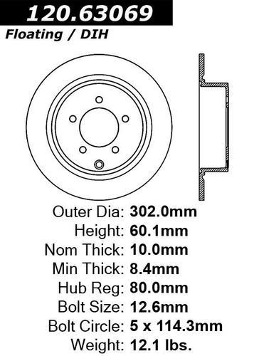 Centric 120.63069 rear brake rotor/disc-premium rotor-preferred