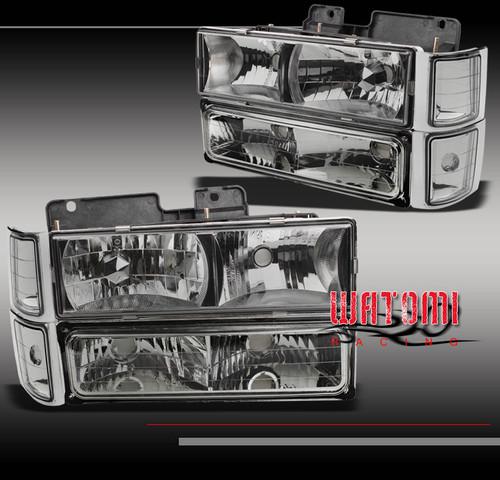 94-99 c/k c10 pickup silverado suburban crystal head lights+bumper+corner smoke