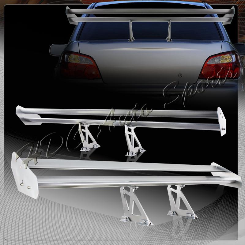 55" silver lightweight aluminum rear trunk gt style double deck spoiler wing