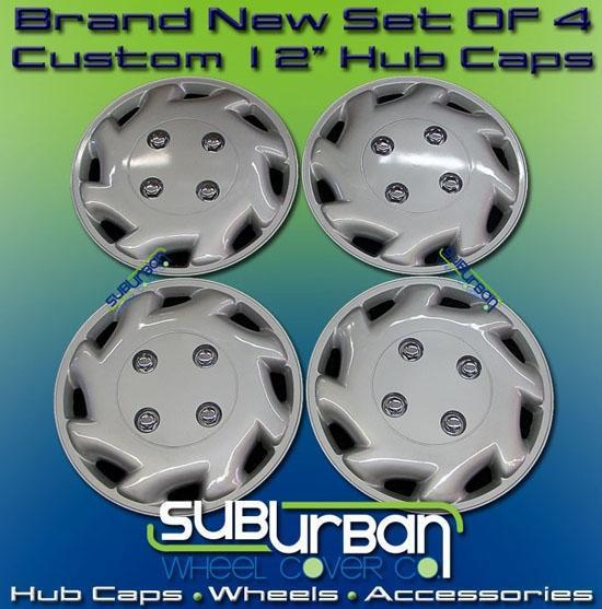 12" set/4 hubcaps 292-s fits motorcycle camper trailers + geo metro justy sprint