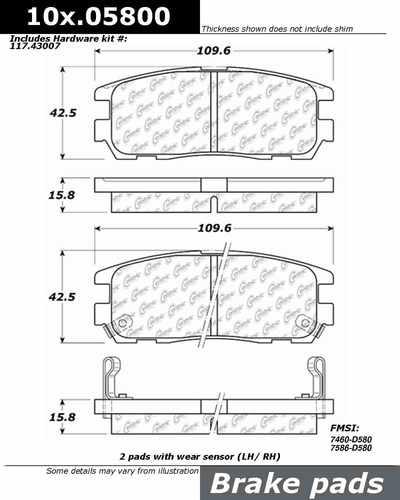 Centric 105.05870 brake pad or shoe, front-posi-quiet ceramic w/shims-preferred