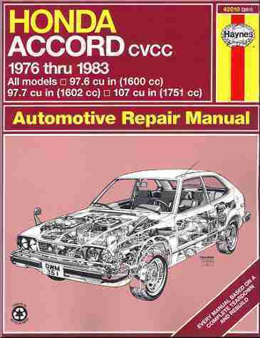 Honda accord cvcc repair shop manual 1976 1977 1978 1979 1980 1981 1982 1983