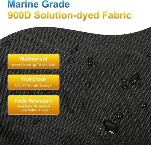 Upgraded 900d solution-dyed 100% waterproof boat cover 20-22ft, heavy duty tr...