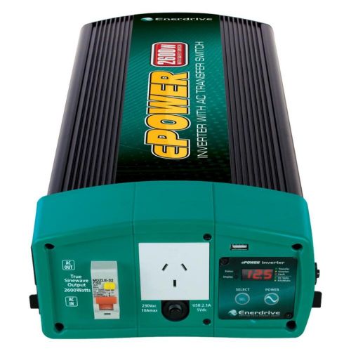 Enerdrive epower 2600w 12v sine wave inverter w ac transfer &amp; safety switch en12