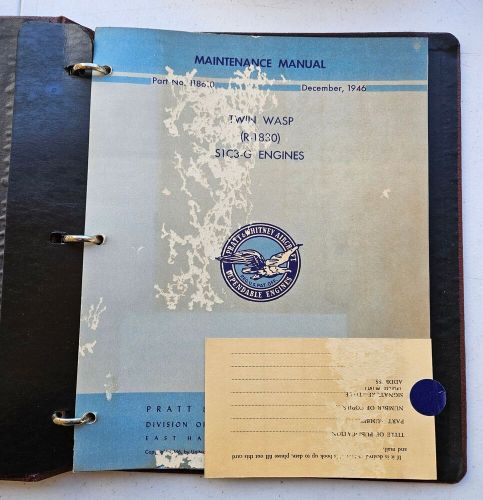 Pratt whitney “twin wasp” r-1830  aircraft radial engine maintenance manual