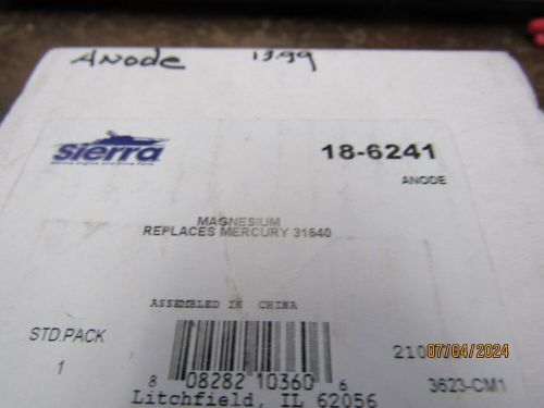 New sierra mercury quicksilver zinc anode 18-6241 replaces 31640