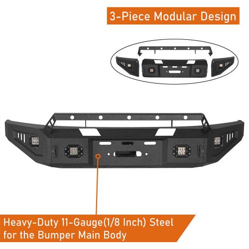 For 2009-2014 ford f150 front bumper cover w/winch plate &amp; 4x 18w led spotlights