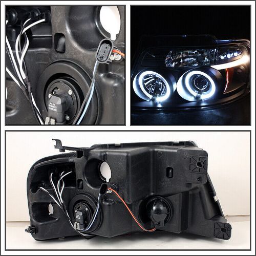 Black 2004-2008 ford f-150 halo projector headlights +led tail lights left+right