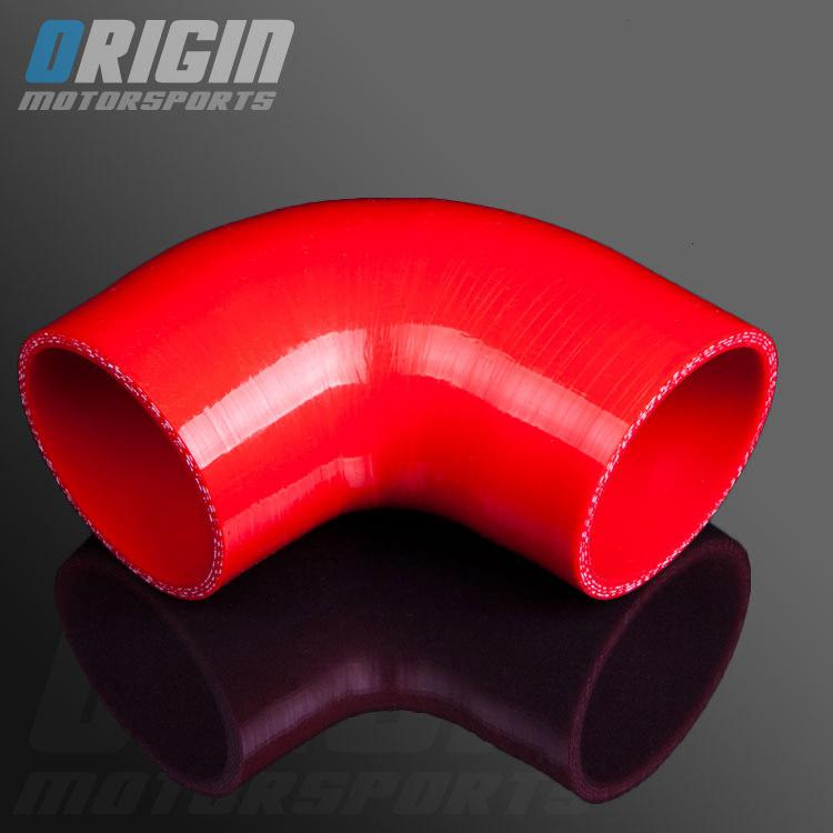 Red 2.75" to 2.75" 90 degree turbo intercooler silicone elbow hose 3ply id:70mm