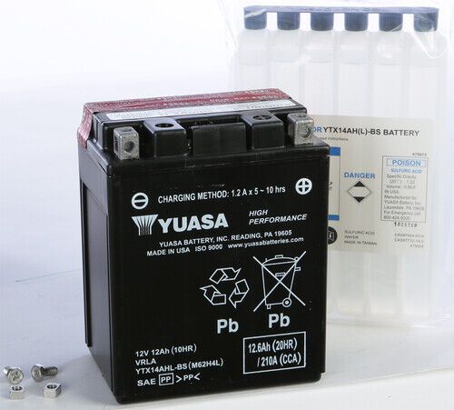 Yuasa agm maintenance-free battery ytx14ahl-bs for snowmobile