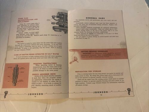 Johnson motors owners manual seahorse “7 1/2”  1956