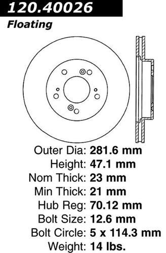 Centric 120.40026 front brake rotor/disc-premium rotor-preferred