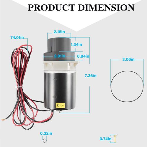 For jabsco 37072-0092 motor pump 12v quiet flush designer series electric toilet