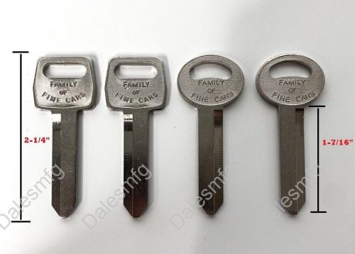 (set/4) blank keys for 1967-1993 ford - &#034;family of fine cars&#034; &amp; oval stamped