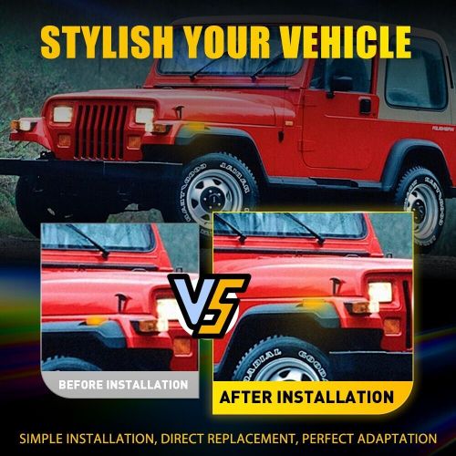 For 1987-1995 jeep wrangler yj clear lens led lamp side marker turn signal light