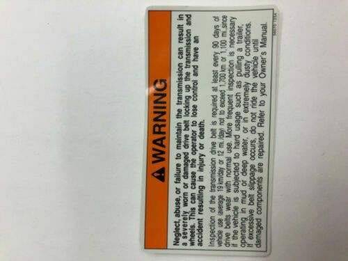 Kawasaki kvf300 kvf400 p/n 56070-1254 drive belt warning label genuine oem