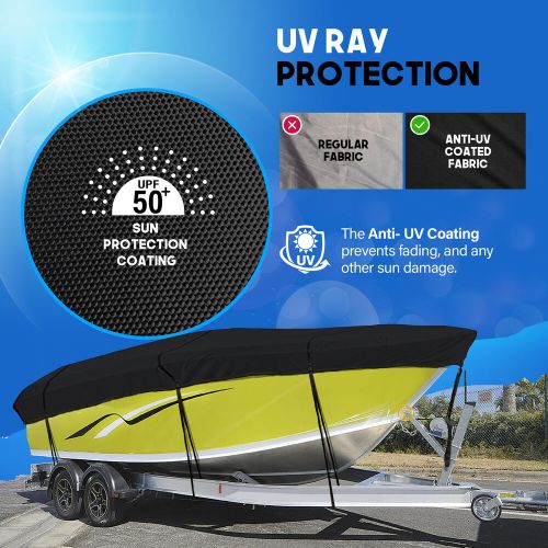 Neh 12&#039;-14&#039;ft heavy duty boat cover v-hull trailerable up to 68&#034; beam width