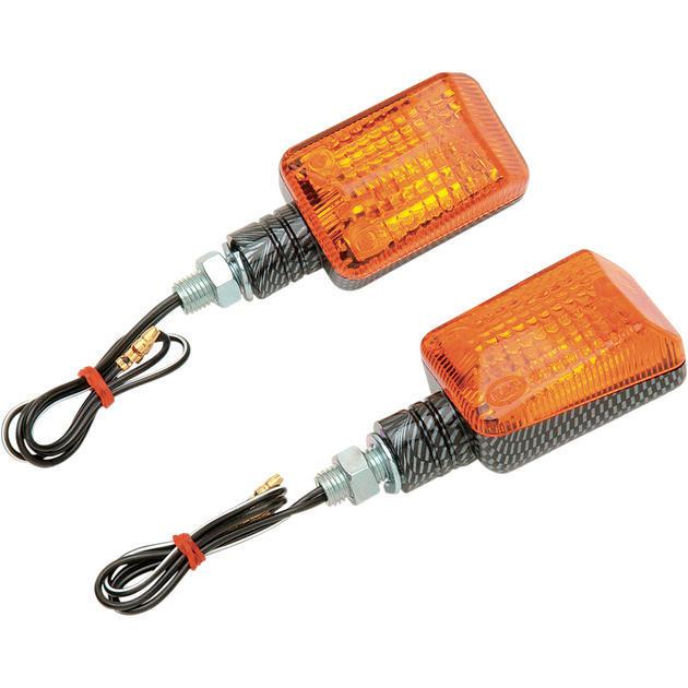 K&s dot mini-stalk turn signal set single filament carbon amber